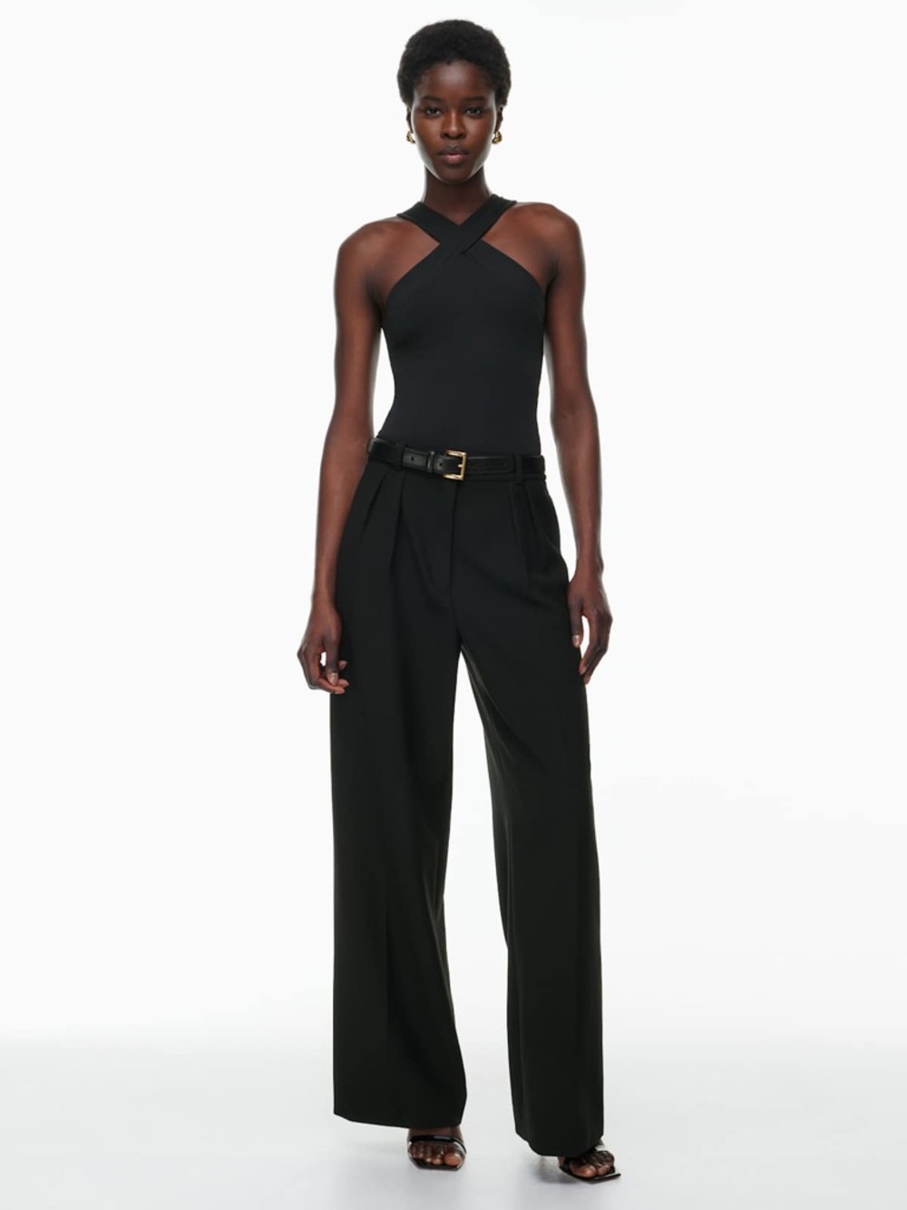 Aritzia Babaton Contour Criss Cross Bodysuit Black